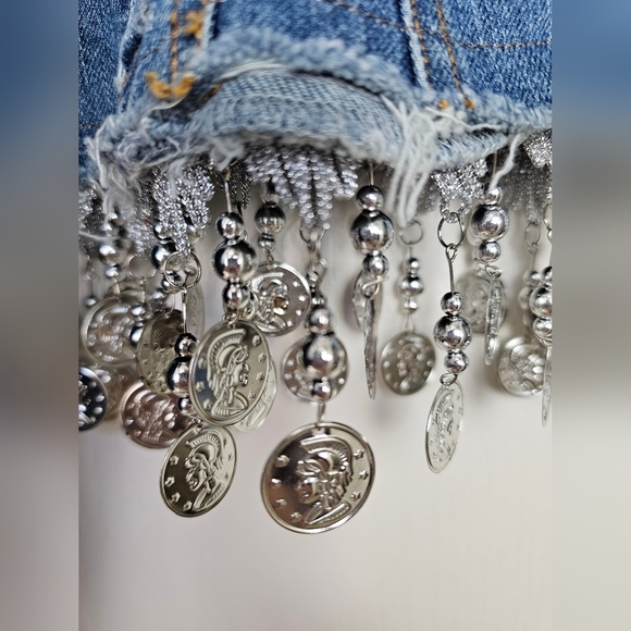 UO Urban Renewal Remade Coin Trim Denim Jacket S/M *EACH ONE IS UNIQUE* - Picture 10 of 15